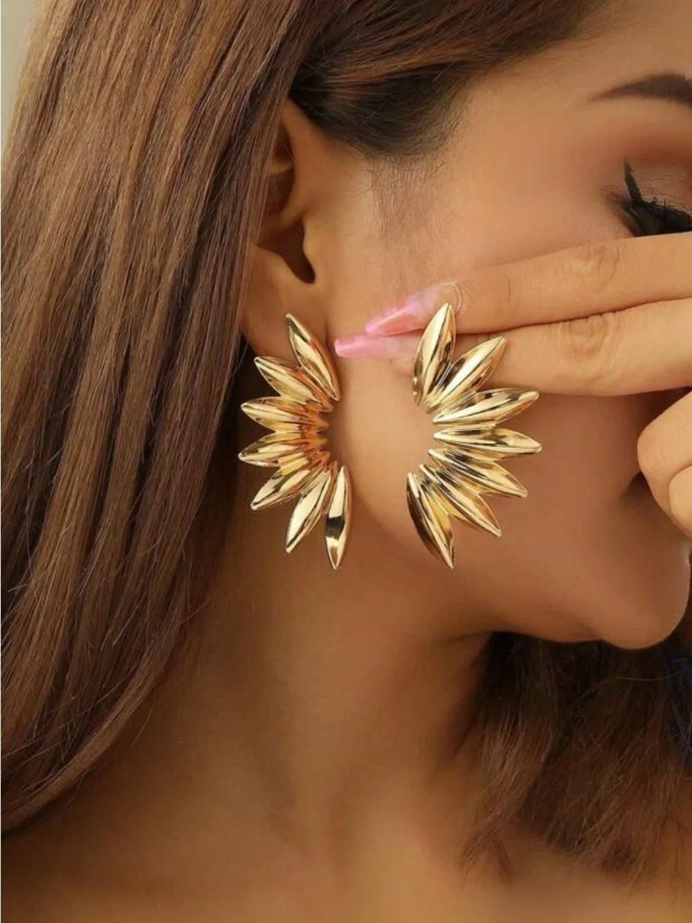 Gold Sunburst Statement Earrings - Women's Jewelry